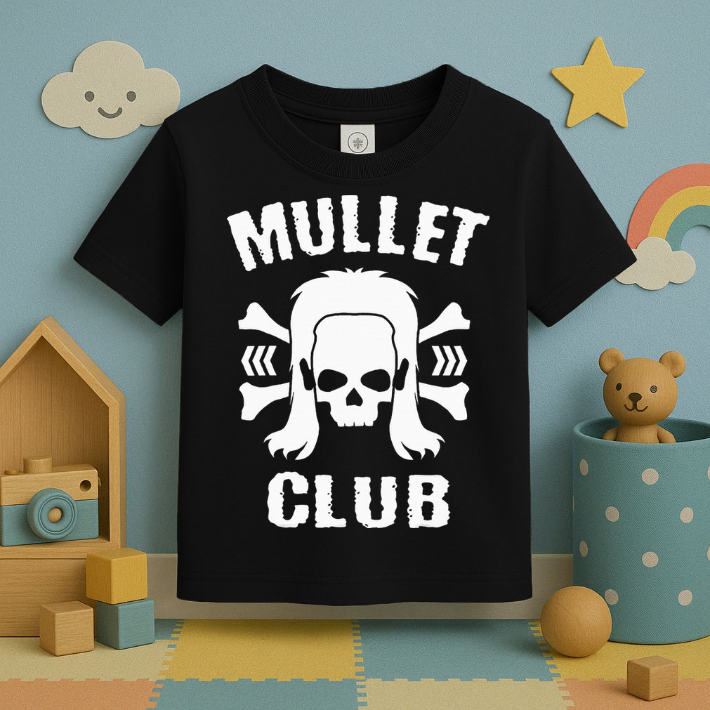 Mullet Club Hairstyle Bones Skull Toddler T-Shirt