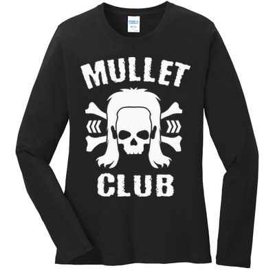 Mullet Club Hairstyle Bones Skull Ladies Long Sleeve Shirt