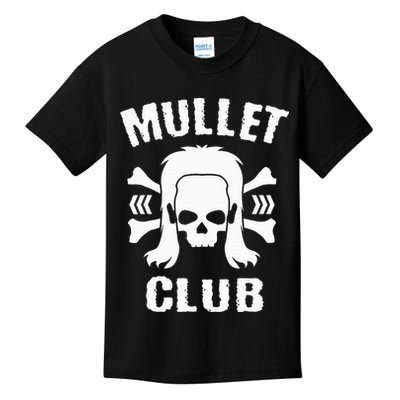 Mullet Club Hairstyle Bones Skull Kids T-Shirt