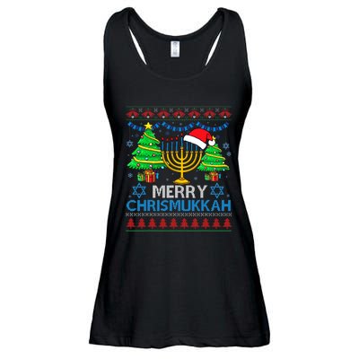 Merry Chrismukkah Happy Hanukkah Christmas Santa Hat Ladies Essential Flowy Tank