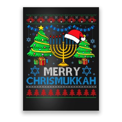 Merry Chrismukkah Happy Hanukkah Christmas Santa Hat Poster