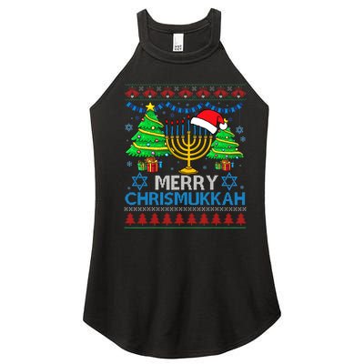 Merry Chrismukkah Happy Hanukkah Christmas Santa Hat Women’s Perfect Tri Rocker Tank