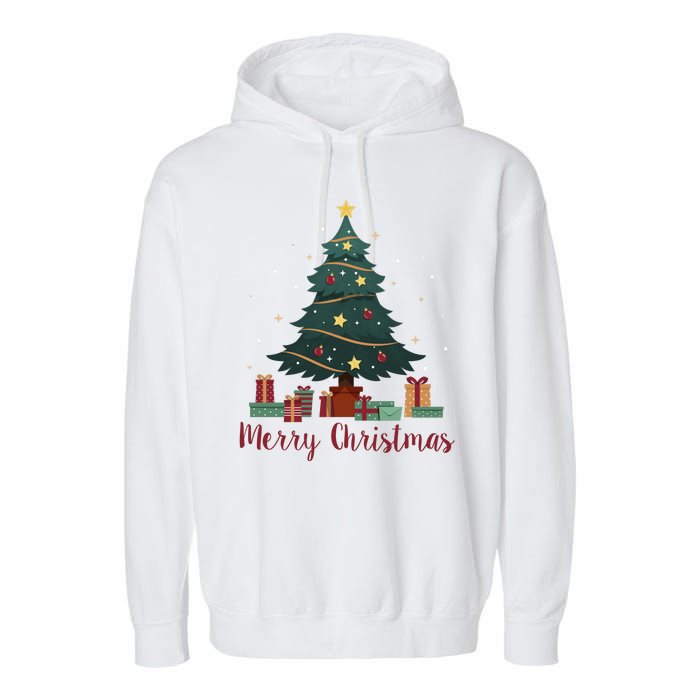 Merry Christmas Holiday Tree Festive Garment-Dyed Fleece Hoodie