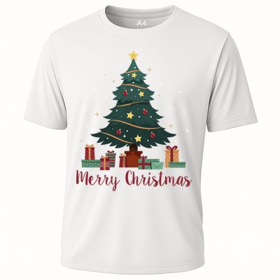 Merry Christmas Holiday Tree Festive Cooling Performance Crew T-Shirt
