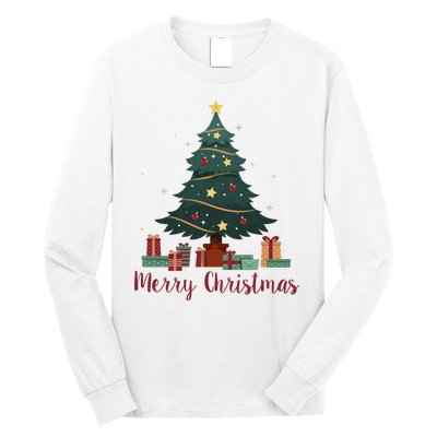 Merry Christmas Holiday Tree Festive Long Sleeve Shirt