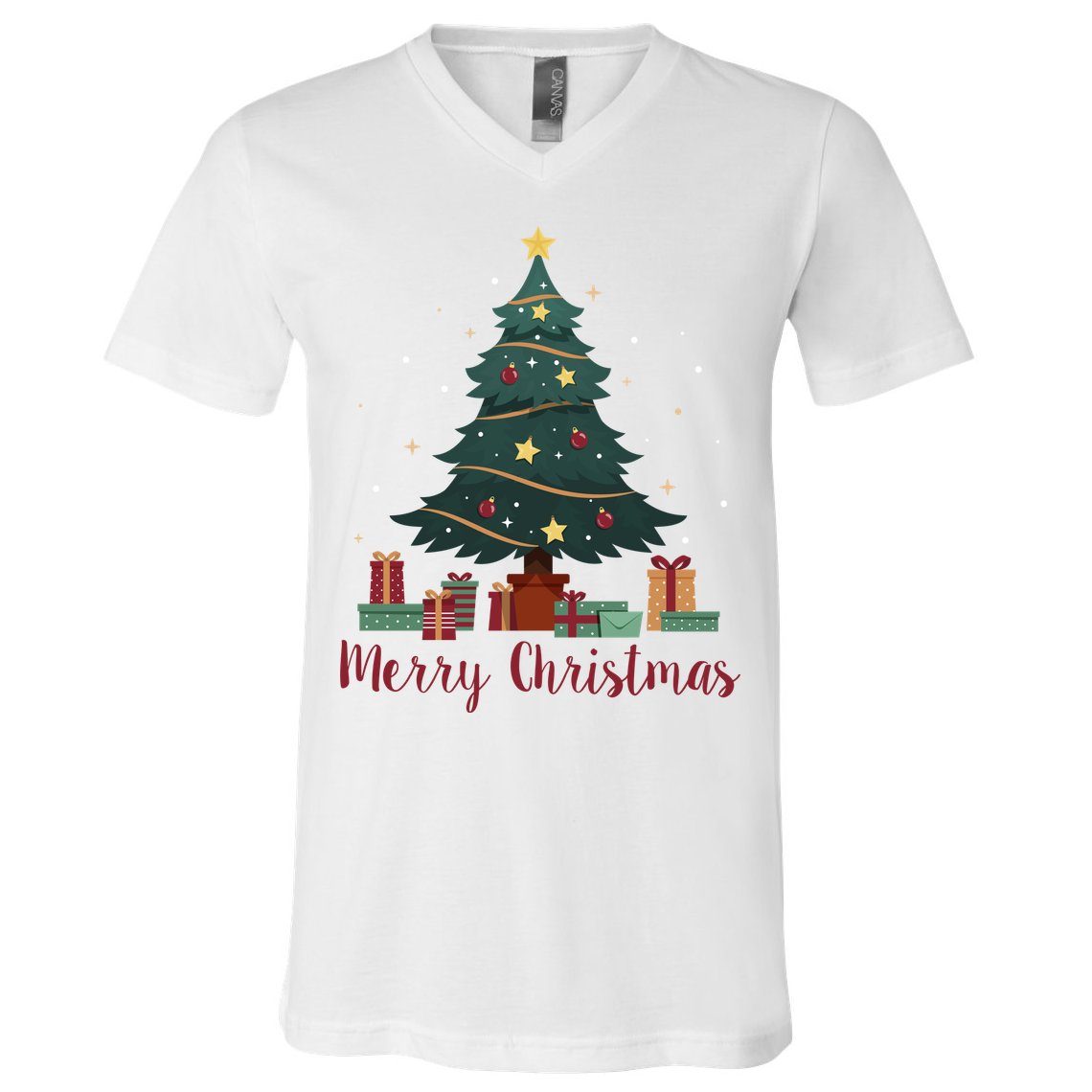 Merry Christmas Holiday Tree Festive V-Neck T-Shirt