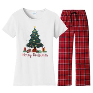 Merry Christmas Holiday Tree Festive Women's Flannel Pajama Set