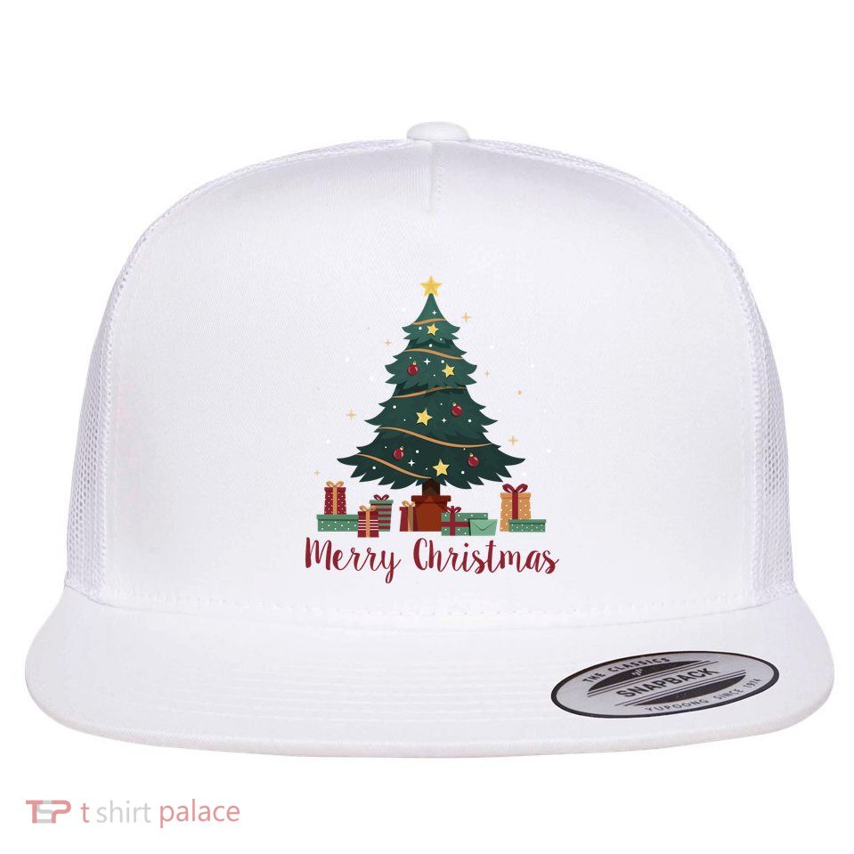 Merry Christmas Holiday Tree Festive Flatbill Hat