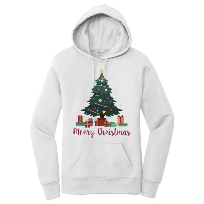 Merry Christmas Holiday Tree Festive Women's Pullover Hoodie