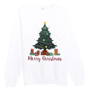 Merry Christmas Holiday Tree Festive Premium Crewneck Sweatshirt