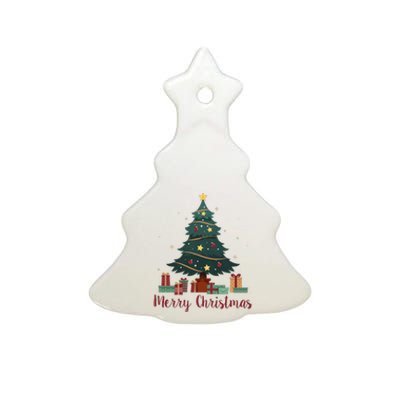 Merry Christmas Holiday Tree Festive Ceramic Tree Ornament