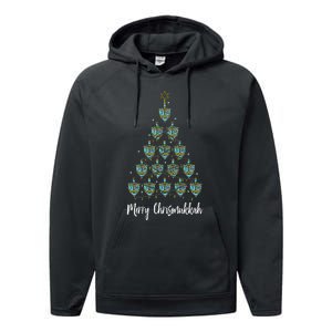 Merry Chrismukkah Hanukkah Dreidel Christmas Tree Chanukah Performance Fleece Hoodie