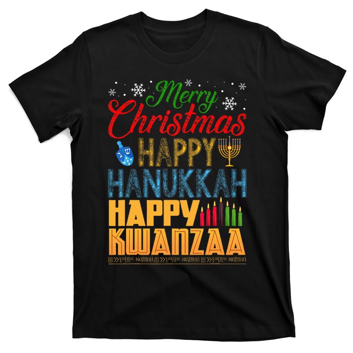 Merry Christmas Happy Hanukkah Happy Kwanzaa T-Shirt