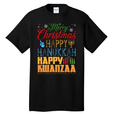 Merry Christmas Happy Hanukkah Happy Kwanzaa Tall T-Shirt