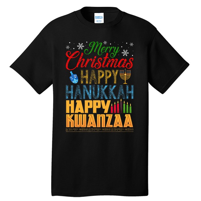 Merry Christmas Happy Hanukkah Happy Kwanzaa Tall T-Shirt