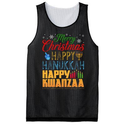 Merry Christmas Happy Hanukkah Happy Kwanzaa Mesh Reversible Basketball Jersey Tank