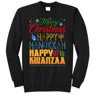 Merry Christmas Happy Hanukkah Happy Kwanzaa Tall Sweatshirt