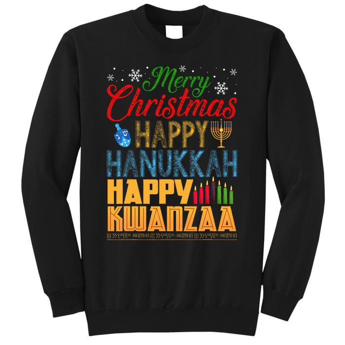 Merry Christmas Happy Hanukkah Happy Kwanzaa Tall Sweatshirt