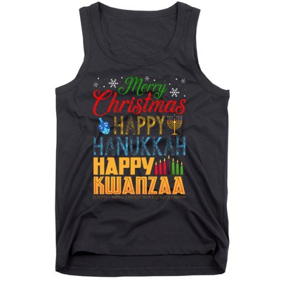 Merry Christmas Happy Hanukkah Happy Kwanzaa Tank Top