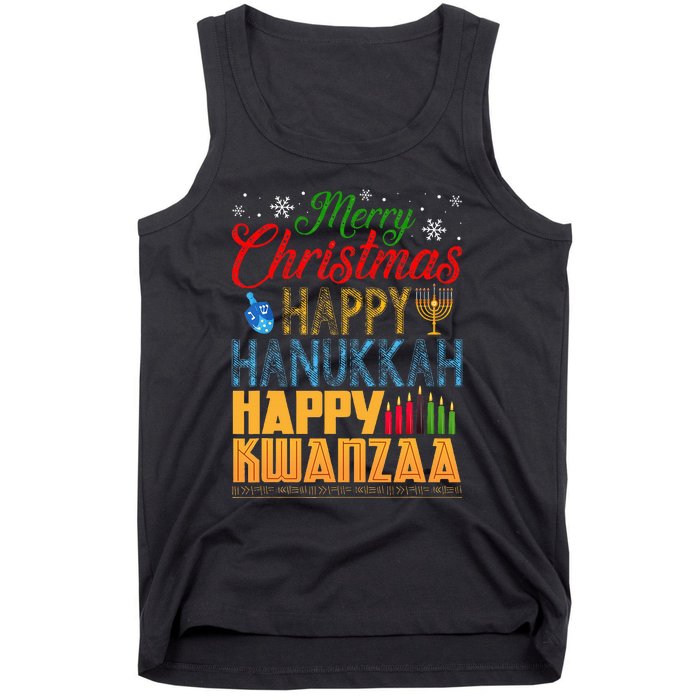 Merry Christmas Happy Hanukkah Happy Kwanzaa Tank Top