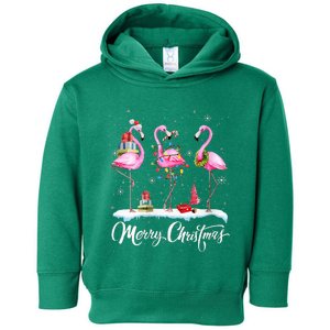 Merry Christmas Hat Santa Flamingo Light Christmas Snow Toddler Hoodie