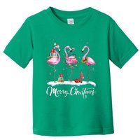 Merry Christmas Hat Santa Flamingo Light Christmas Snow Toddler T-Shirt