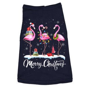 Merry Christmas Hat Santa Flamingo Light Christmas Snow Doggie Tank