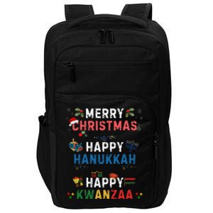 Merry Christmas Happy Hanukkah Happy Kwanzaa Impact Tech Backpack