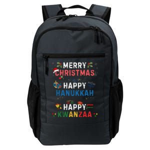 Merry Christmas Happy Hanukkah Happy Kwanzaa Daily Commute Backpack