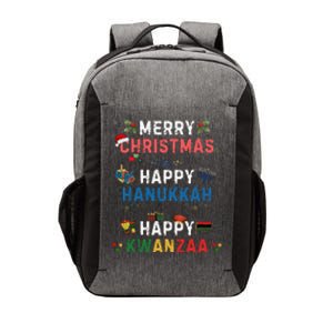 Merry Christmas Happy Hanukkah Happy Kwanzaa Vector Backpack