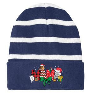 Mama Christmas Holiday Matching Family Season Xmas Striped Beanie with Solid Band