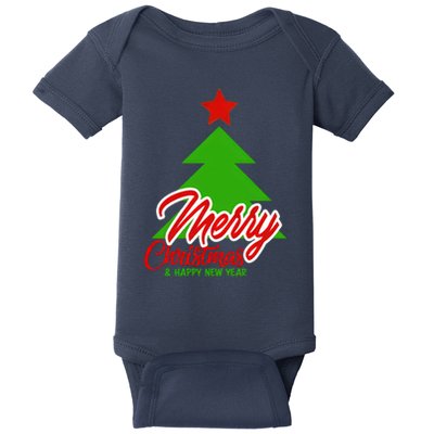 Merry Christmas & Happy New Year X Christmas Tree Baby Bodysuit