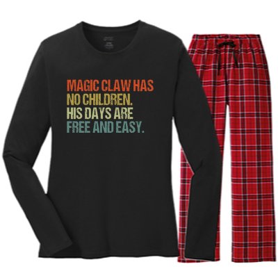 Magic Claw Has No Children His Days Are Free And Easy Women's Long Sleeve Flannel Pajama Set 