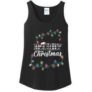 Merry Christmas Holiday Tree Lights Ladies Essential Tank