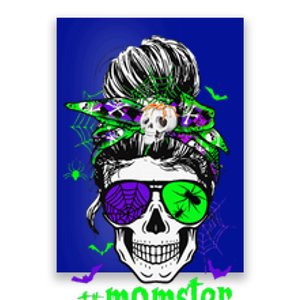 Momster Costume Halloween Skull Mom Messy Hair Bun Monster Poster