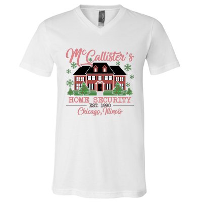 Mc Callisters Home Security Est 1990 Home Alone Christmas Movie V-Neck T-Shirt