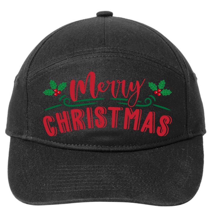 Merry Christmas Holiday Gift 7-Panel Snapback Hat