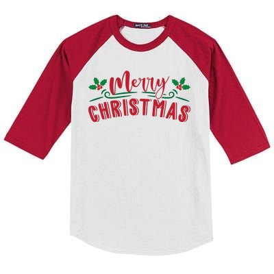 Merry Christmas Holiday Gift Kids Colorblock Raglan Jersey