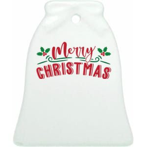 Merry Christmas Holiday Gift Ceramic Bell Ornament