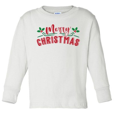 Merry Christmas Holiday Gift Toddler Long Sleeve Shirt