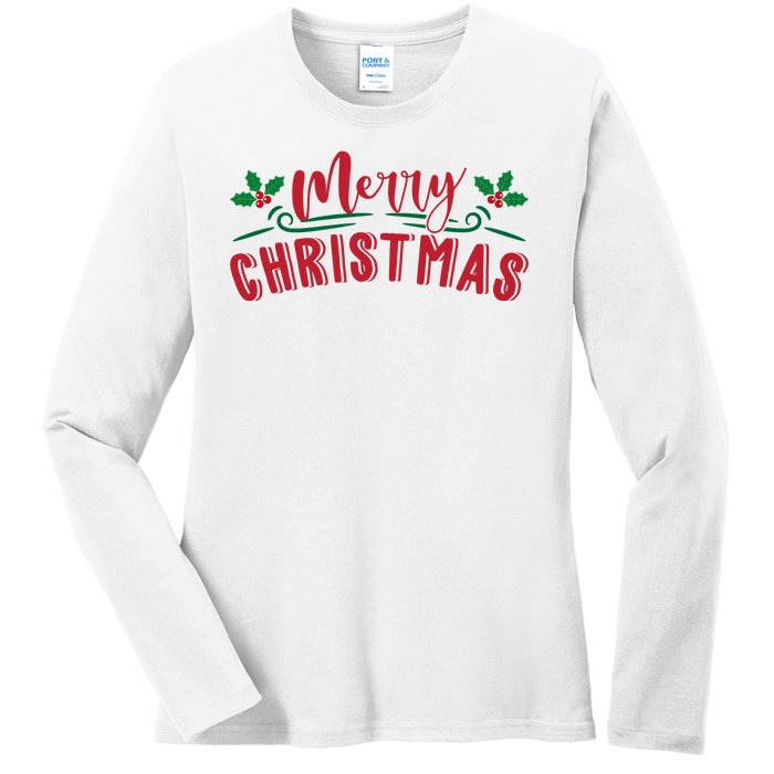 Merry Christmas Holiday Gift Ladies Long Sleeve Shirt