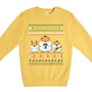 Merry Christmas Hamster Ugly Sweater Cute Hamster Elf Santa Meaningful Gift Premium Crewneck Sweatshirt