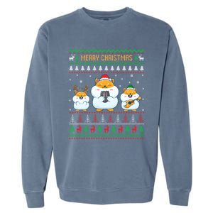 Merry Christmas Hamster Ugly Sweater Cute Hamster Elf Santa Meaningful Gift Garment-Dyed Sweatshirt