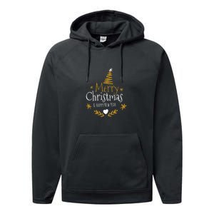 Merry Christmas Happy Holiday Happy New Year Xmas Tree Performance Fleece Hoodie