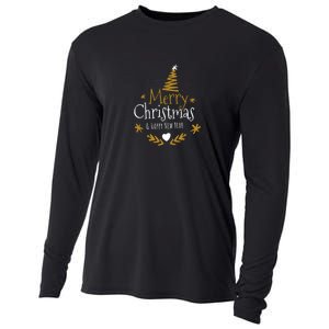 Merry Christmas Happy Holiday Happy New Year Xmas Tree Cooling Performance Long Sleeve Crew