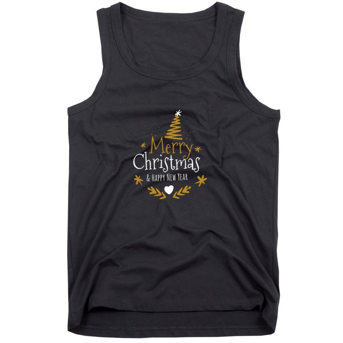 Merry Christmas Happy Holiday Happy New Year Xmas Tree Tank Top