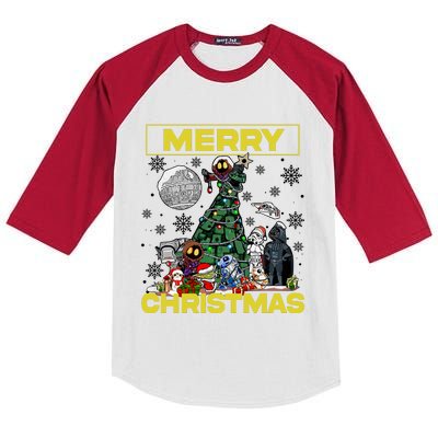 Merry Christmas Happy Holiday Season Kids Colorblock Raglan Jersey