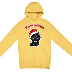 Meowy Christmas Holiday Cat Kitten Kitty Premium Pullover Hoodie