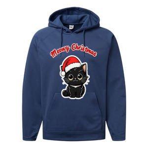 Meowy Christmas Holiday Cat Kitten Kitty Performance Fleece Hoodie