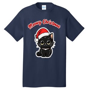 Meowy Christmas Holiday Cat Kitten Kitty Tall T-Shirt